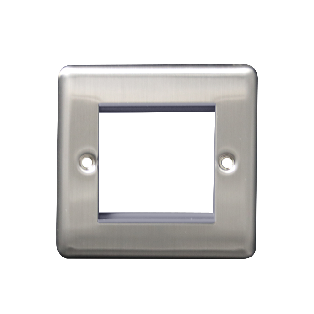 Caradok 1G 2 Module Data Plate Brushed Chrome Grey Insert