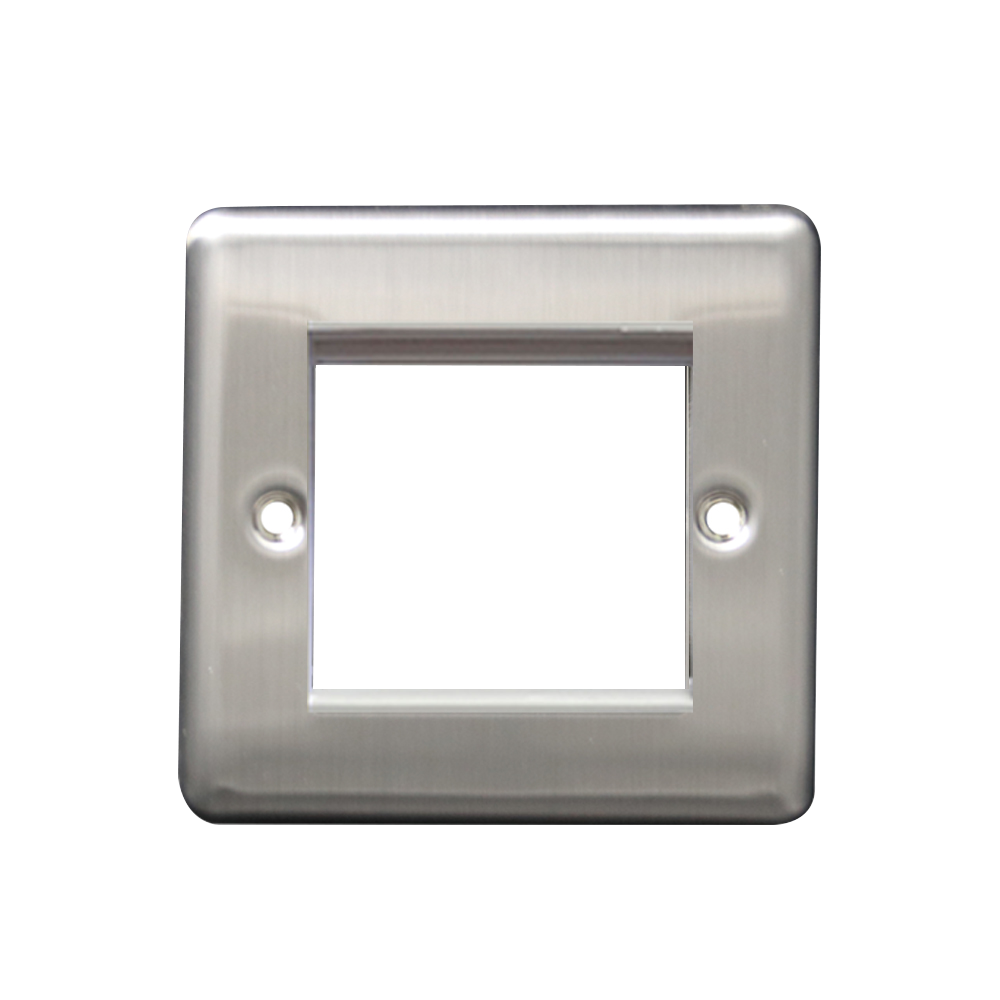 Caradok 1G 2 Module Data Plate Brushed Chrome White Insert