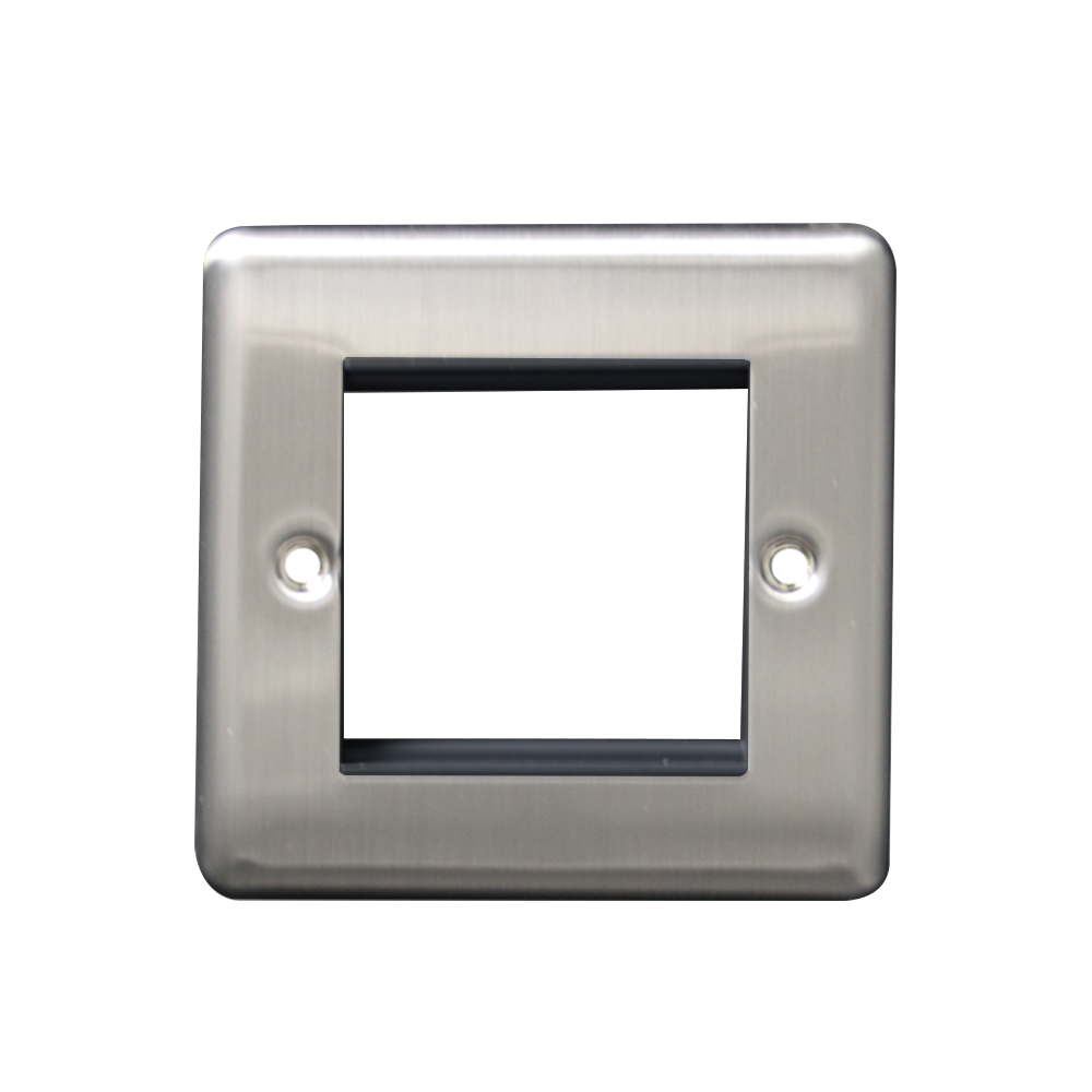 Caradok 1G 2 Module Data Plate Brushed Chrome Black Insert