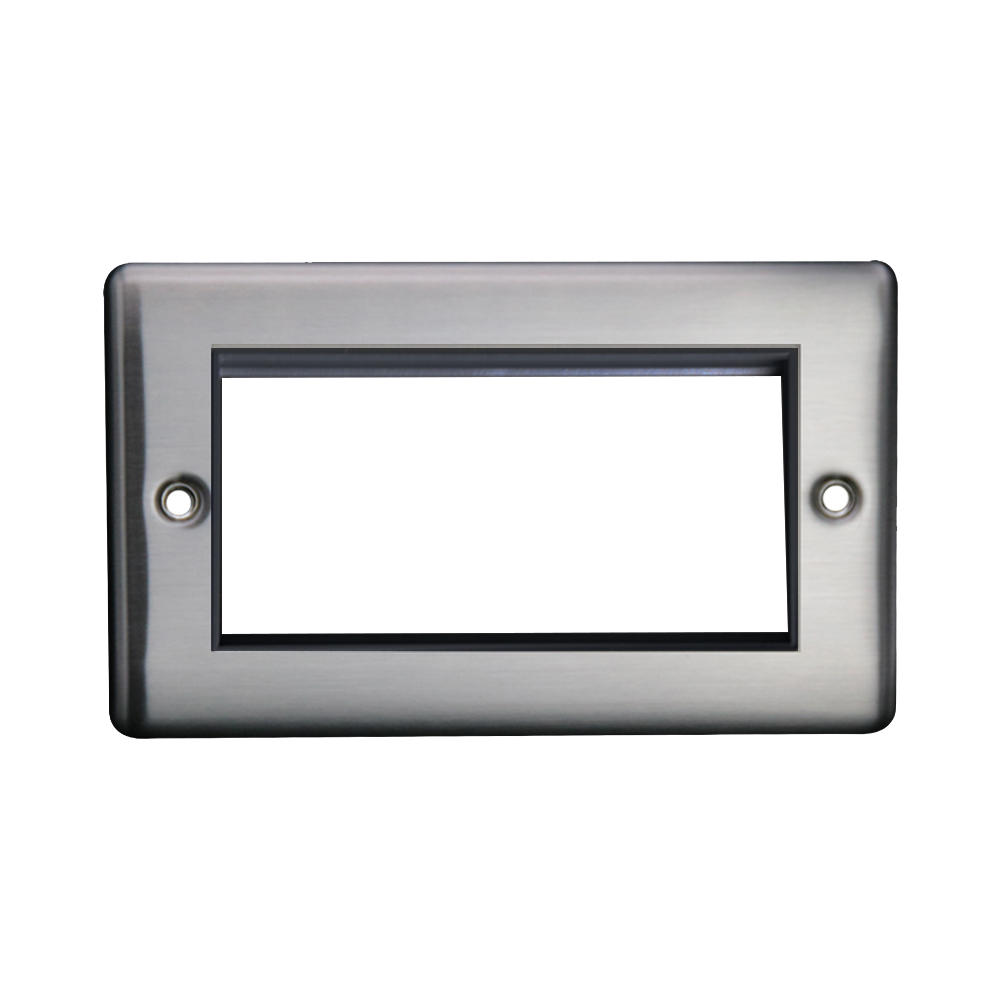 Caradok 2G 4 Module Data Plate Brushed Chrome Black Insert