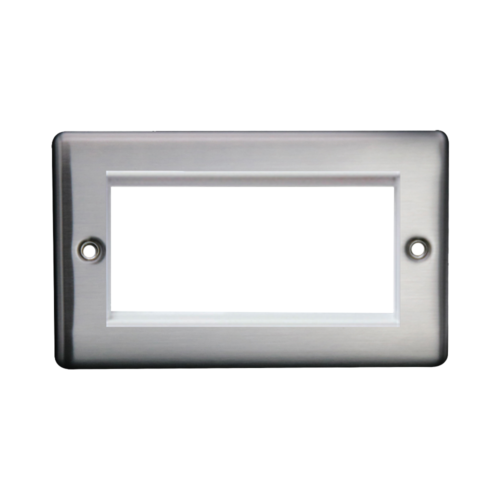 Caradok 2G 4 Module Data Plate Brushed Chrome White Insert