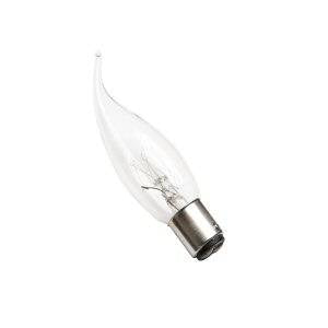 Candle 60w Ba15d/SBC 240v Crompton Clear "Coupe De Vente" Bent Tipped Light Bulb - 35mm