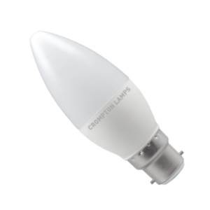 LED Candle 240v 5.5w Ba22d Opal Non Dimmable 470Lm - Crompton - 11298