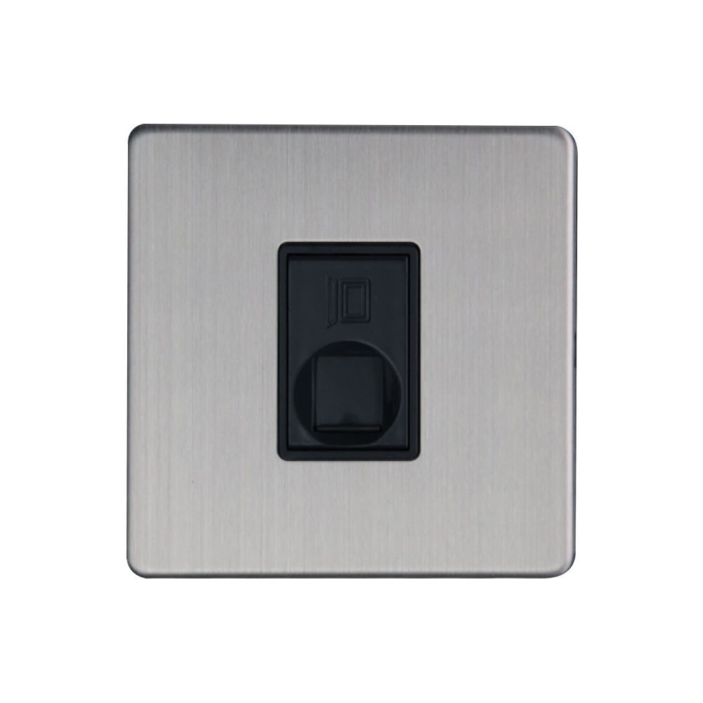 Caradok - The Flat - Screwless 1G RJ45 Cat5 Socket Brushed Chrome