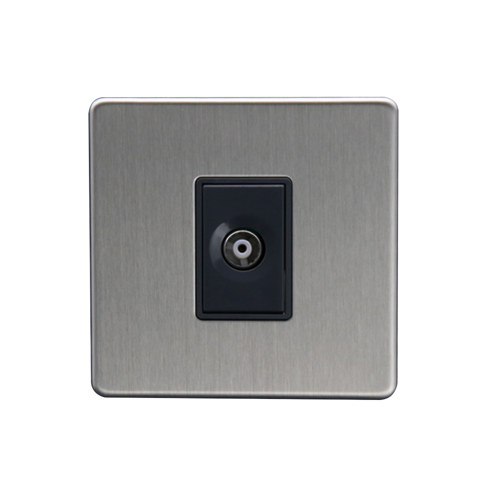 Caradok - The Flat - Screwless 1G Coax Socket Brushed Chrome