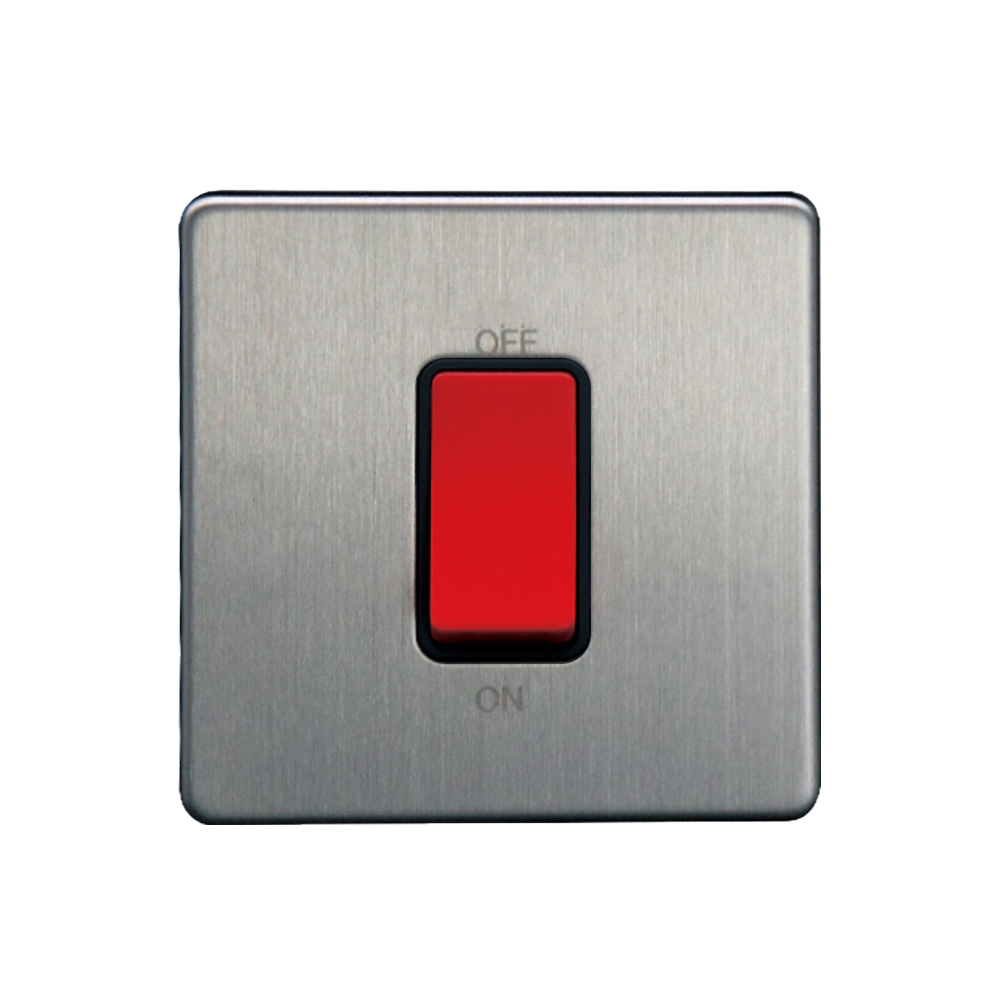 Caradok - The Flat - Screwless 1G 45A DP Switch Brushed Chrome