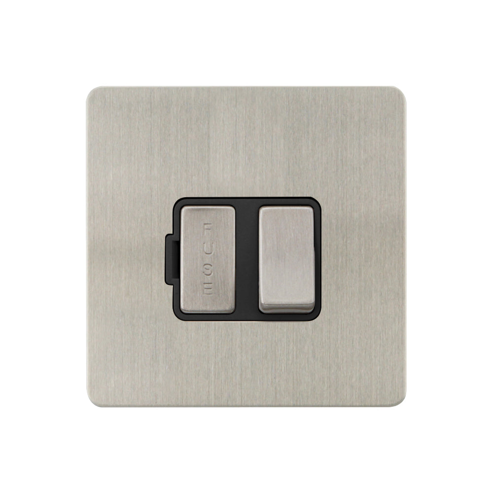 Caradok - The Ultra Flat - Brushed Chrome - FN059DME - 13A Switched Spur Brushed Chrome, Black Insert
