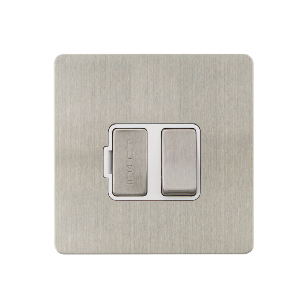 Caradok - The Ultra Flat - Brushed Chrome - FN059DMF - 13A Switched Spur Brushed Chrome, White Insert - DISCONTINUED