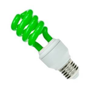 Fluorescent Spiral emits Green Light 240v 15w E27/ES