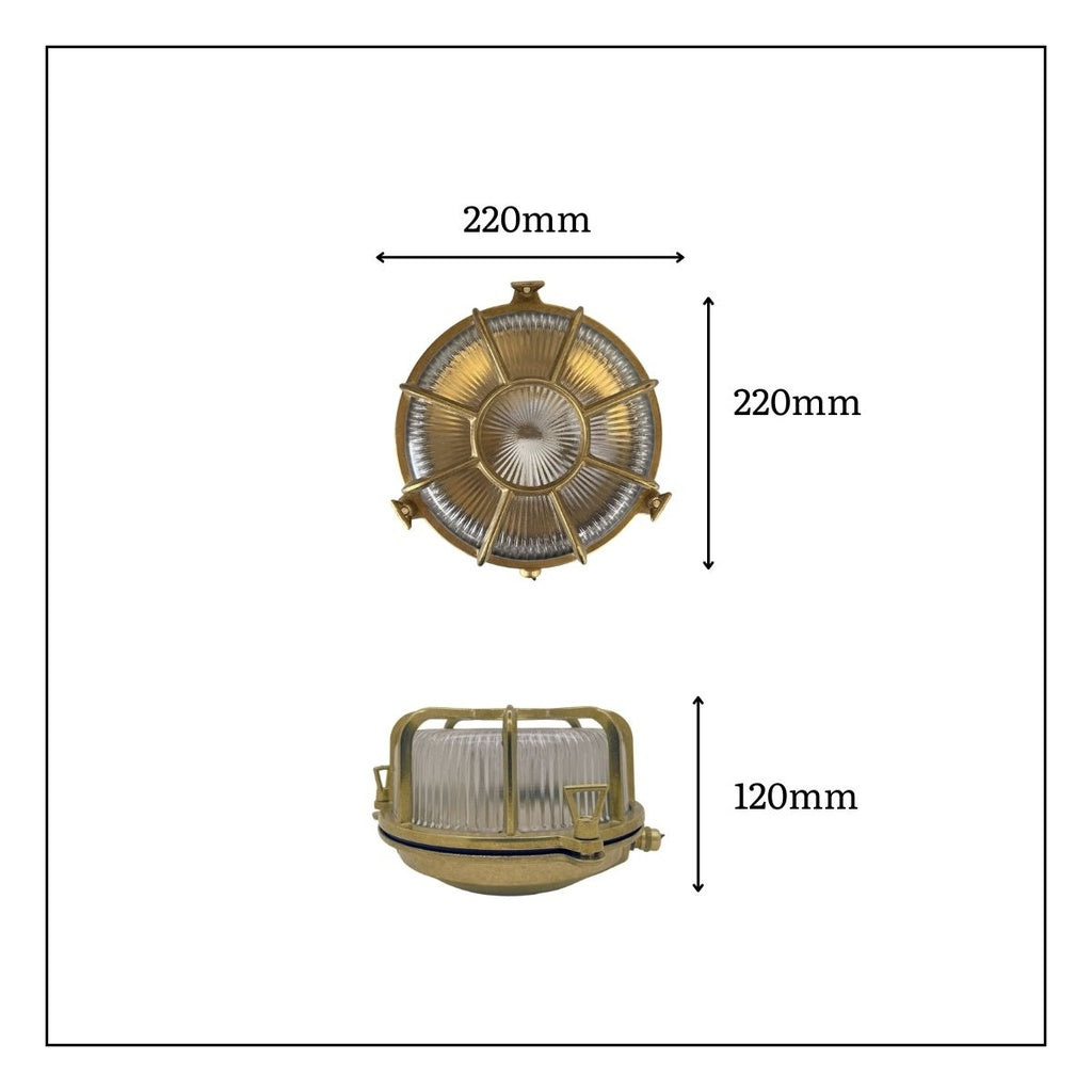 Grand Capstan solid brass extra large radial porthole bulkhead raw brass