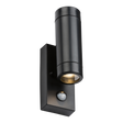 Knightsbridge EAPIR2BK EAMON - 230V IP44 GU10 Polycarbonate Up/Down wall light with PIR - Black Outdoor Lighting Knightsbridge - Sparks Warehouse