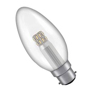 240v 3w B22d Plain Clear 35mm LED Candle 300lm -LCC3CBCWW - Crompton Manor Range