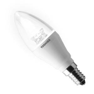 LED Candle 6w E14/SES 240v Toshiba Clear Warm White Light Bulb - Dimmable - LDCC0627CE4EUD