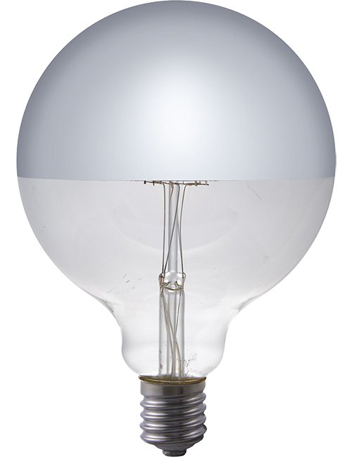 SPL LED E27 Filament Globe Top Mirror G125x180mm 230V 350Lm 4W 2500K 825 360° AC Silver Dimmable 2500K Dimmable - L272529012