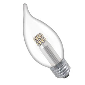 240v 3w E27 Flared (Bent-Tip) Clear 35mm LED Candle 300lm - LFC3CESWW - Crompton Manor Range
