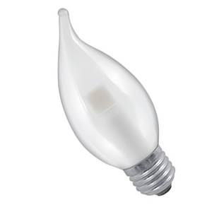 240v 3w E27 Flared (Bent-Tip) Satin 35mm LED Candle 260lm - LFC3SAESWW - Crompton Manor Range