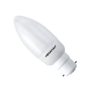 Candle 7w Ba22d/BC 240v Megaman Energy Saving Light Bulb - 15000 Hour