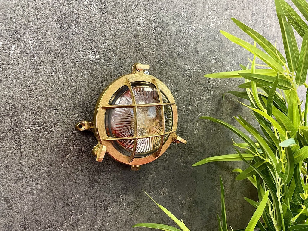 solid antique brass porthole bulkhead g9 mini 120mm x 60mm
