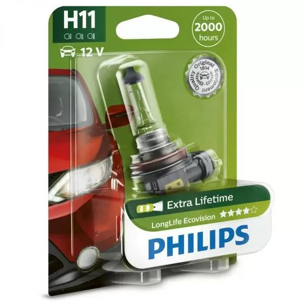 Philips 12362LLECOB1 PGJ192 LongLife EcoVision H11 Fog Light Bulbs