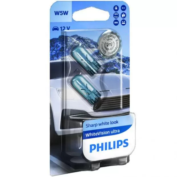 Philips 12961WVUB2 WhiteVision Ultra W5W (501) Halogen Bulbs