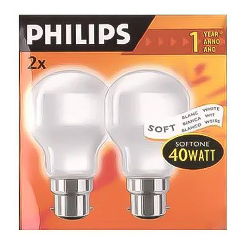 GL40BC-SW-PH - Philips GLS 40w B22d/BC SoftoneWhite T55 2 Pack