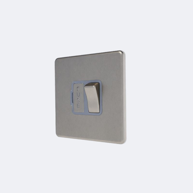 single screwless with switched spur in brushed steel with grey inserts