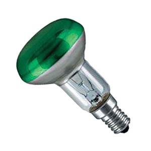 Green Spot Bulb 240v 40w R50 E14 GE Lighting 50R40/GRE/SES 2 Pack Blister