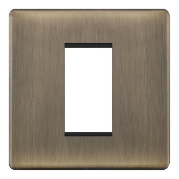 Selectric 5M-Plus Antique Brass 1 Gang Euro Plate with Single Aperture