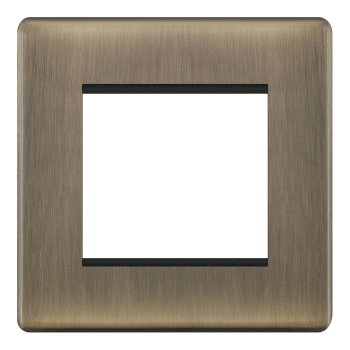 Selectric 5M-Plus Antique Brass 1 Gang Euro Plate with Twin Aperture