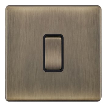 Selectric 5M-Plus Antique Brass 1 Gang 10A 2 Way Switch with Black Insert