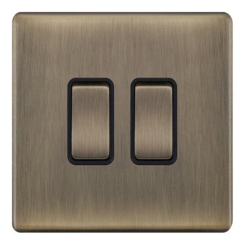 Selectric 5MPLUS-602 Antique Brass 2 Gang 10A 2 Way Switch with Black Insert