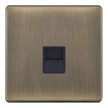 Selectric 5M-Plus Antique Brass 1 Gang Telephone Master Socket with Black Insert