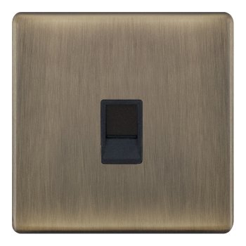 Selectric 5M-Plus Antique Brass 1 Gang RJ45 Socket with Black Insert