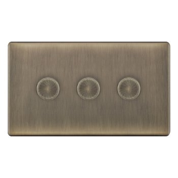 Selectric 5M-Plus Antique Brass 3 Gang 5-100W 2 Way Dimmer Switch