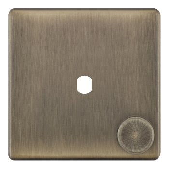 Selectric 5M-Plus Antique Brass 1 Gang Single Aperture Dimmer Plate with Matching Knob