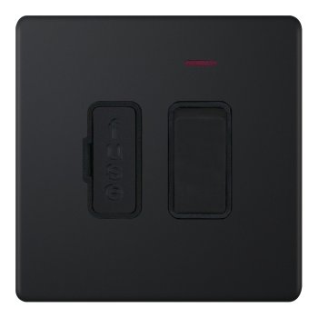 Selectric 5M-Plus Matt Black 13A DP Switched Fused Connection Unit with Neon and Black Insert