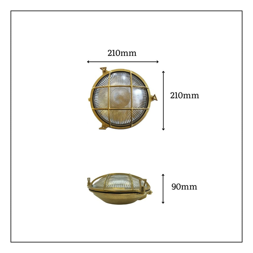 solid brass porthole bulkhead small 190mm x 80mm