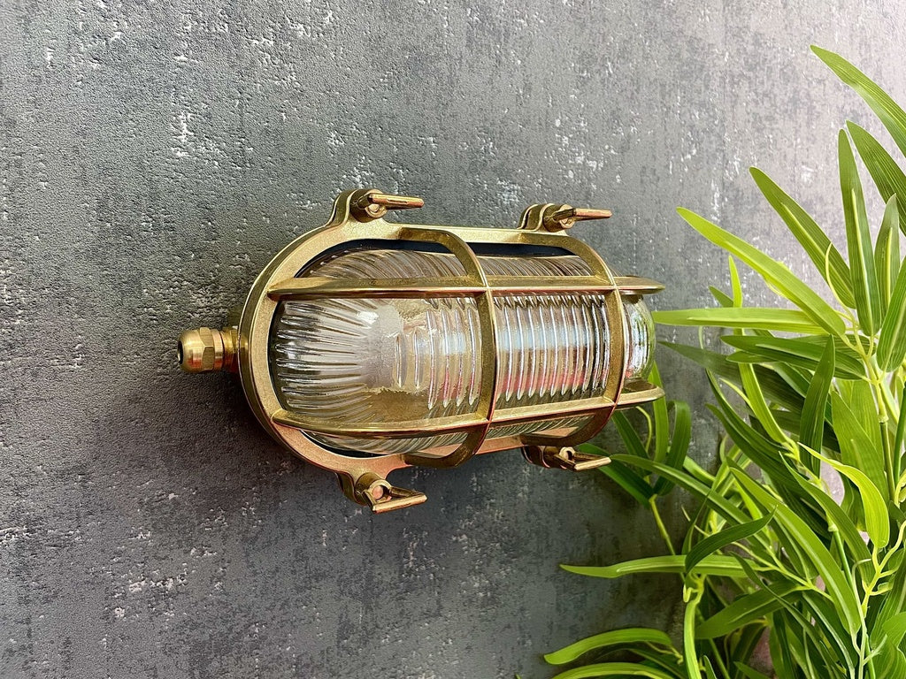small ip64 solid brass bulkhead antique brass