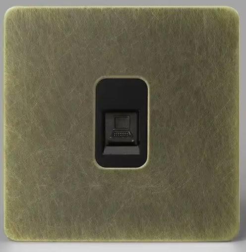 Screwless Antique Brass Computer Socket - 1 Gang - The Georgian