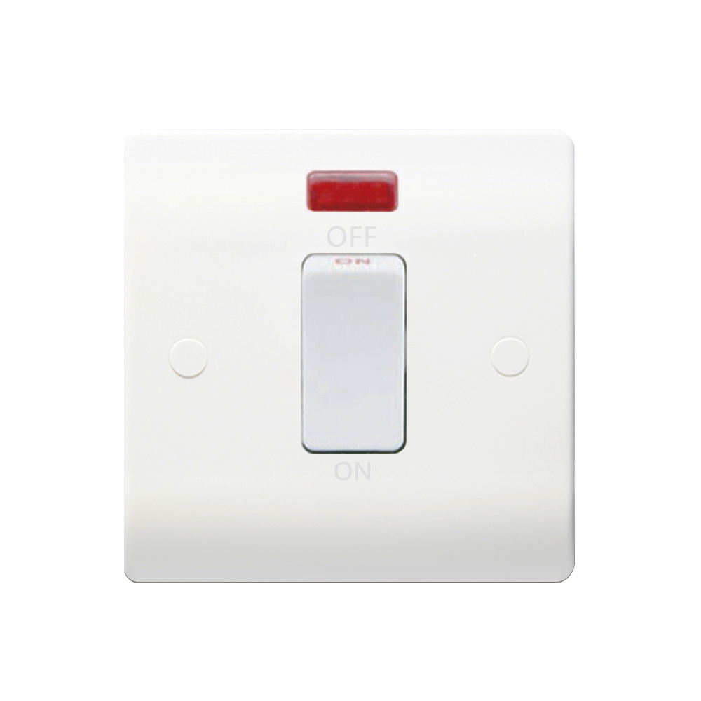 Caradok 1G 45A DP White Switch c/w Neon