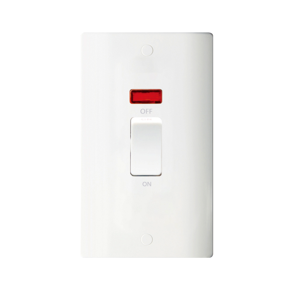 Caradok 2G 45A DP White Switch c/w Neon