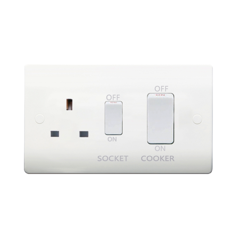 Caradok 45A DP Cooker Control Unit White Switch