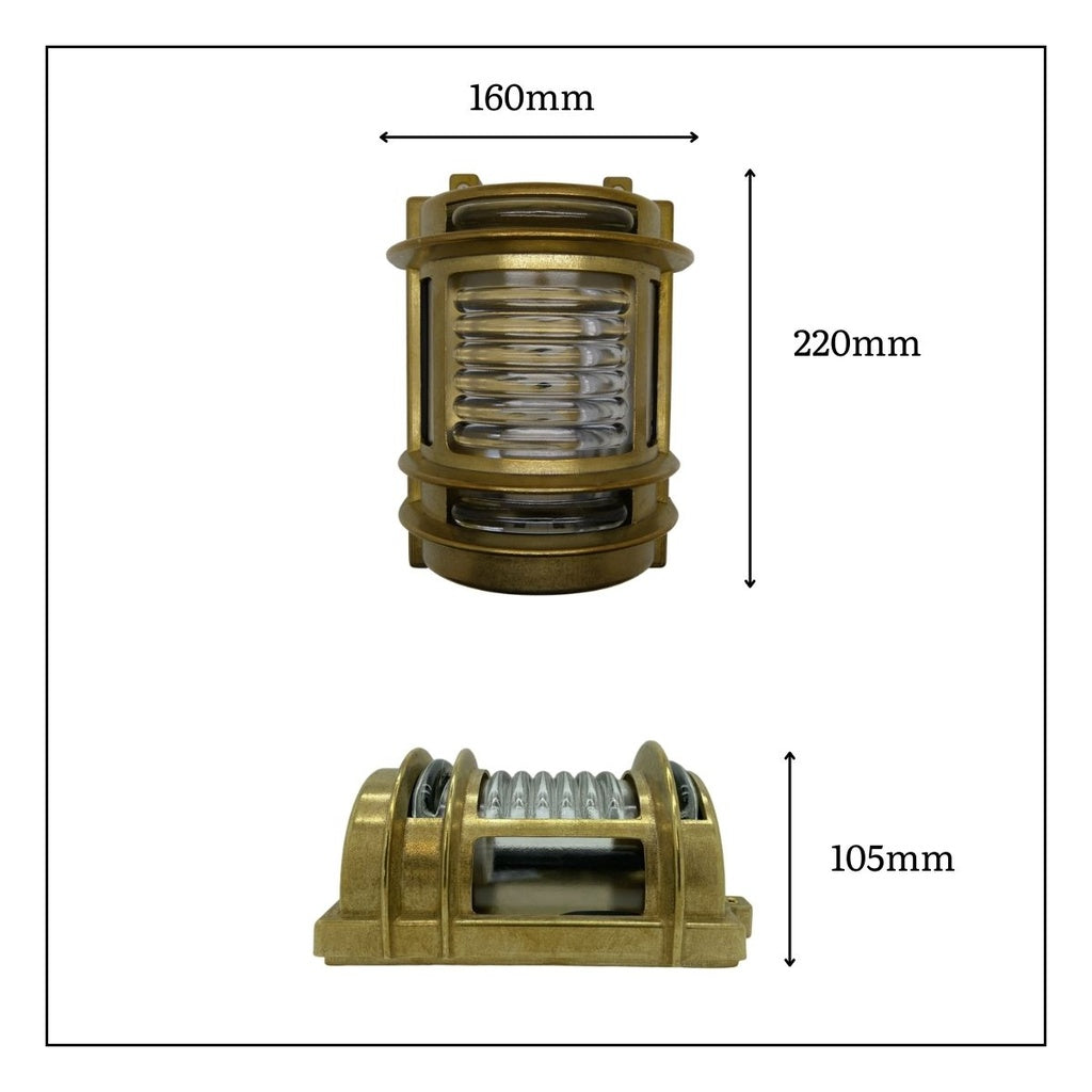 solid brass navigator wall light raw brass