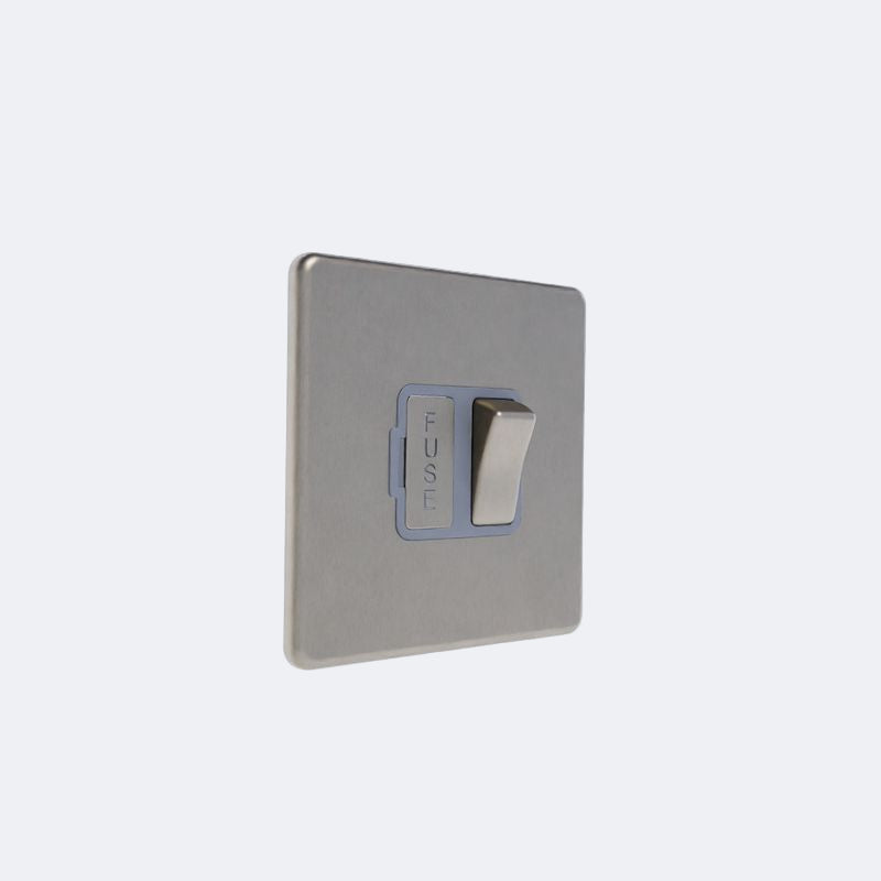 single screwless with switched spur in brushed steel with grey inserts