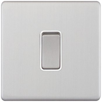 Selectric 5M-Plus Satin Chrome 1 Gang 10A Intermediate Switch with White Insert