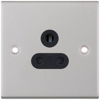 Selectric 5M Satin Chrome 1 Gang 5A Round Pin Socket with Black Insert