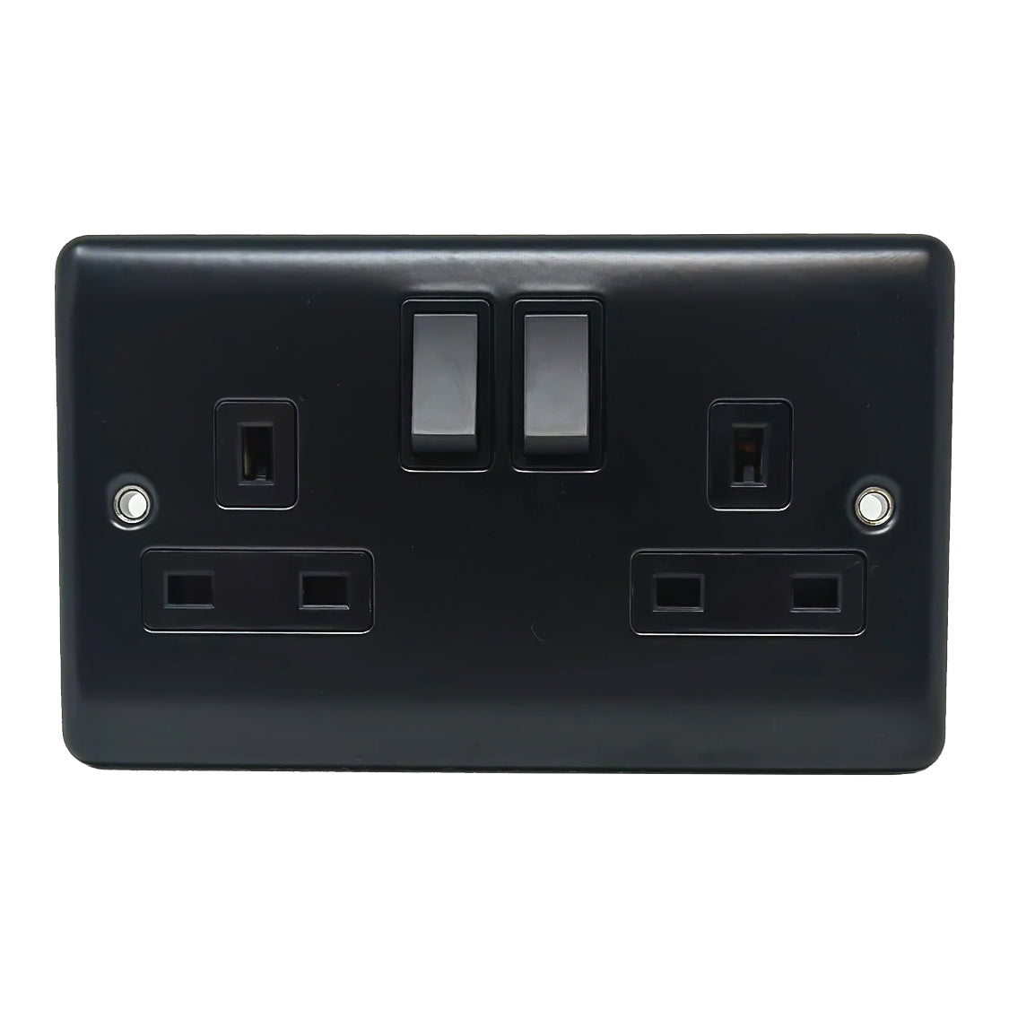 Caradok 2G 13A DP Switched Socket Matt Black