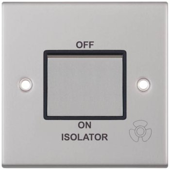 Selectric 5M Satin Chrome 1 Gang 10A 3 Pole Fan Isolator Switch with Black Insert