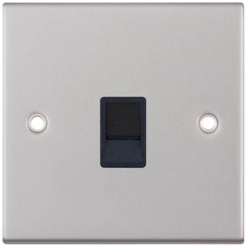 Selectric 5M Satin Chrome 1 Gang RJ45 Data Socket with Black Insert