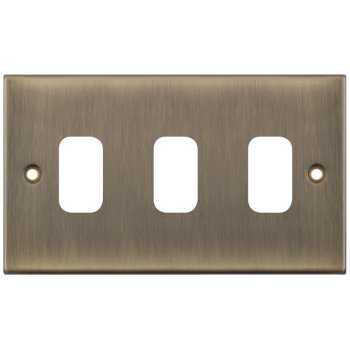 Selectric 5M GRID360 Antique Brass 3 Gang Faceplate